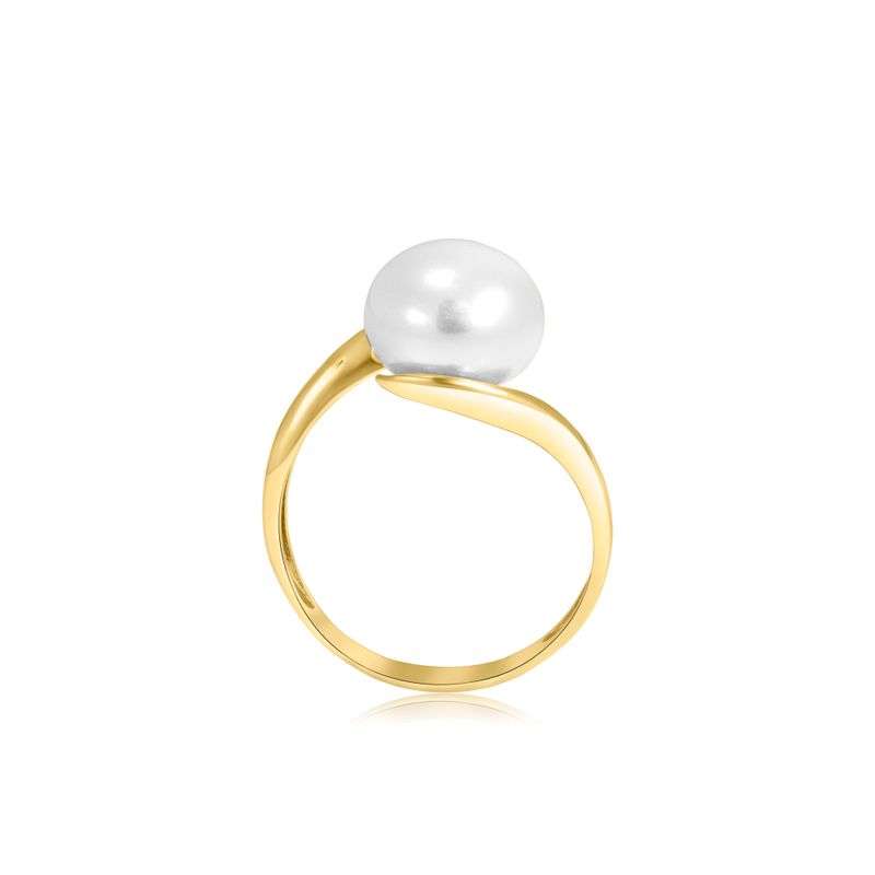 14K Yellow Gold White Pearl Ring