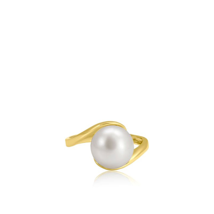 14K Yellow Gold White Pearl Ring