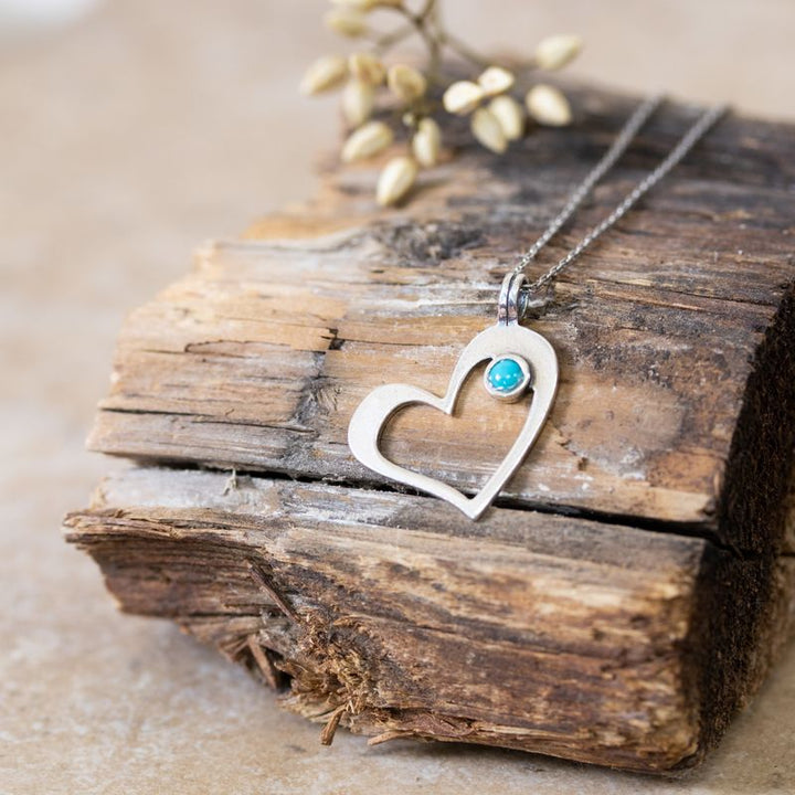 925 Silver Heart Shape Pendant inlaid with Turquoise