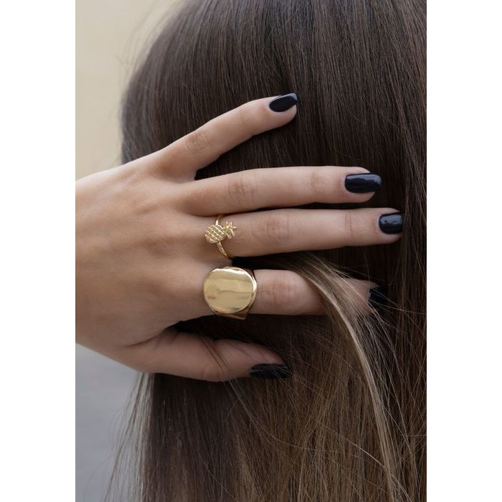 Yellow Gold Plated adjustable Seal Smooth Ring