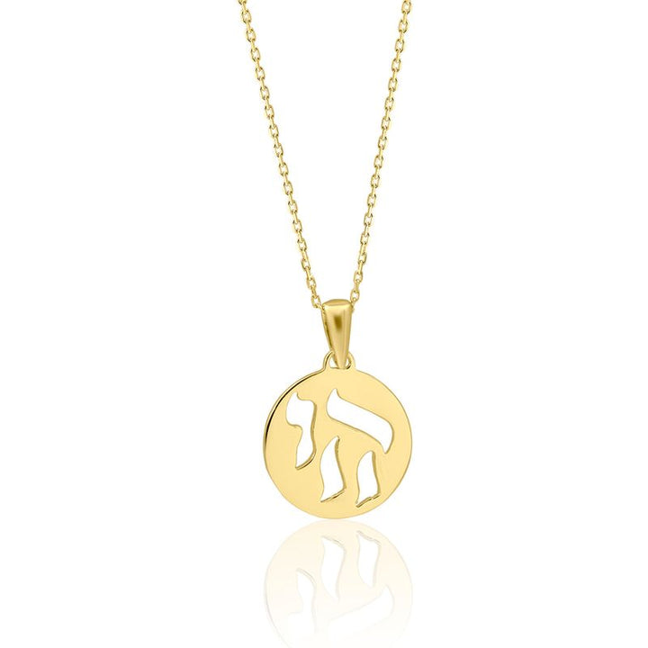 Yellow Gold Plated Chai Round Pendant