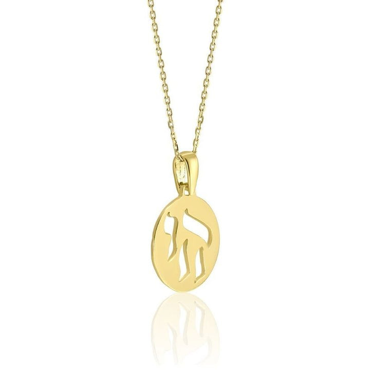 Yellow Gold Plated Chai Round Pendant