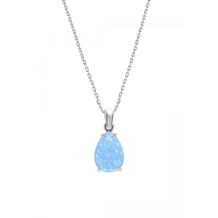 925 Sterling silver Teardrop Blue Opal 7X10mm Pendant